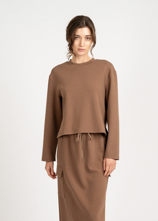 ELLE GREY PULLOVER CREWNECK SWEATSHIRT