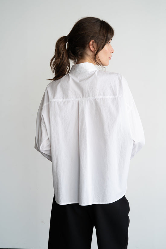 ELLE GREY DOUBLE POCKET COTTON SHIRT – RELAXED OVERSIZED FIT