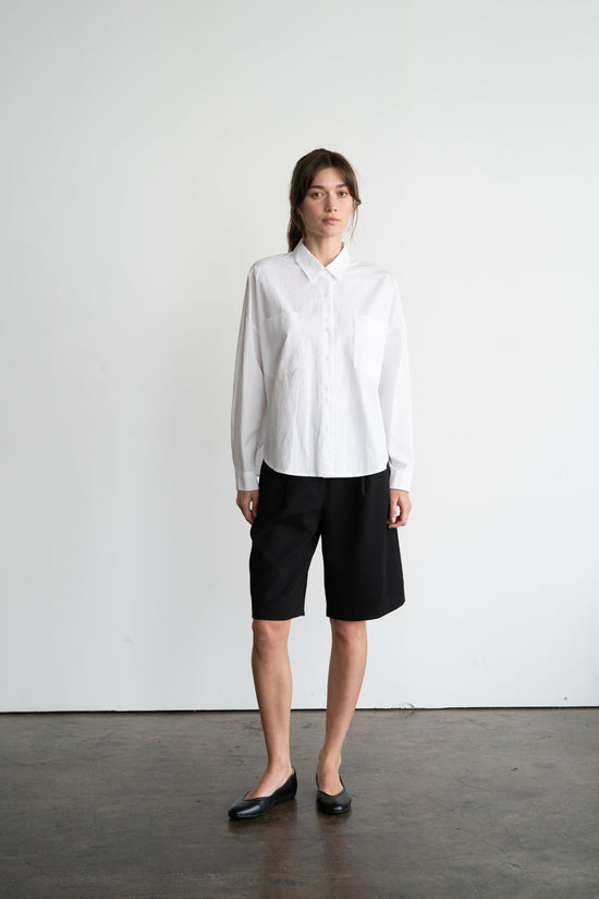 ELLE GREY DOUBLE POCKET COTTON SHIRT – RELAXED OVERSIZED FIT