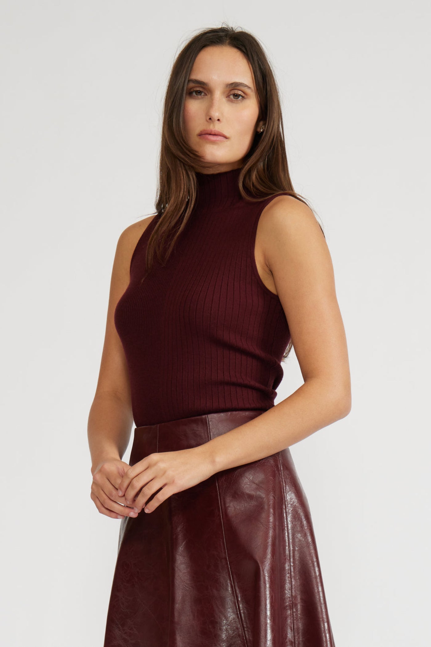 LUCY PARIS MARCEL KNIT TOP – BURGUNDY