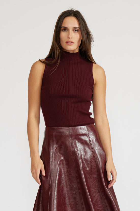 LUCY PARIS MARCEL KNIT TOP – BURGUNDY
