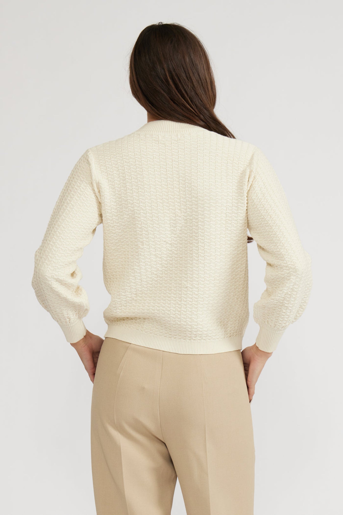 LUCY PARIS BRITNEY TEXTURED KNIT TOP – CREAM