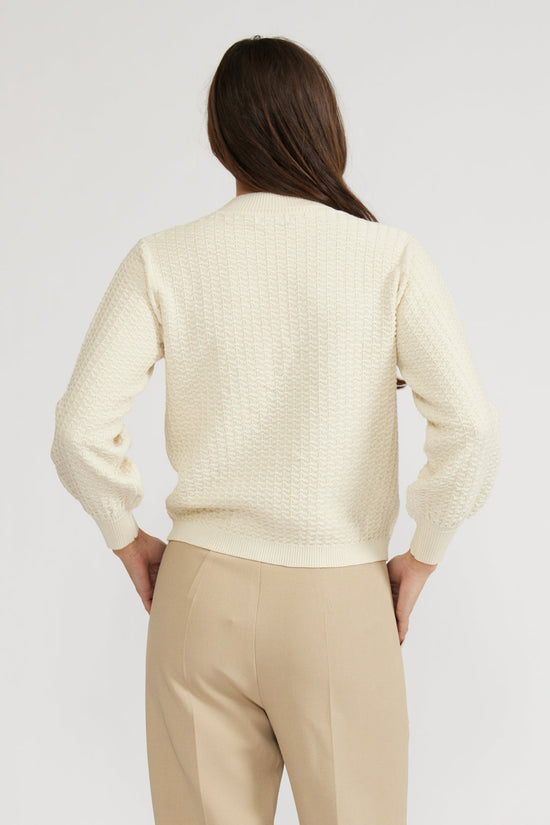 LUCY PARIS BRITNEY TEXTURED KNIT TOP – CREAM