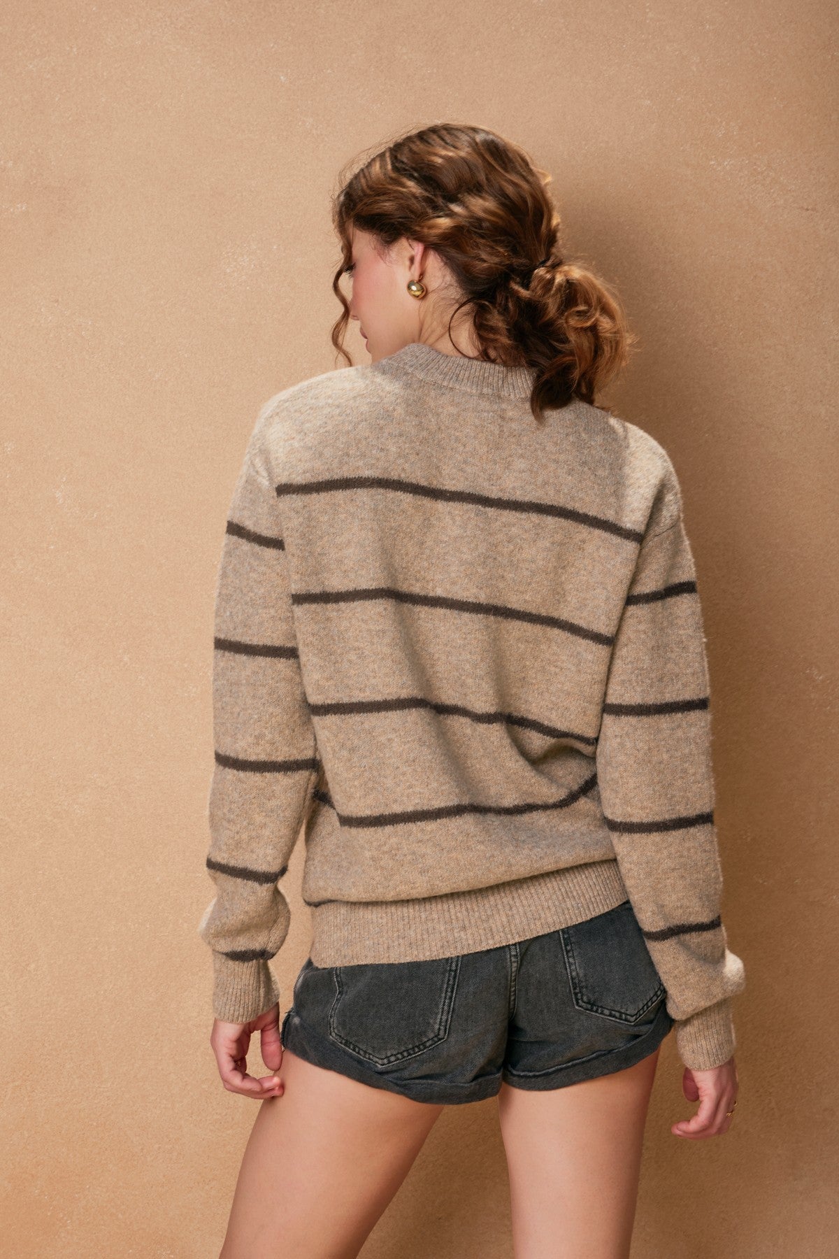 NIA CREAM STRIPED SWEATER