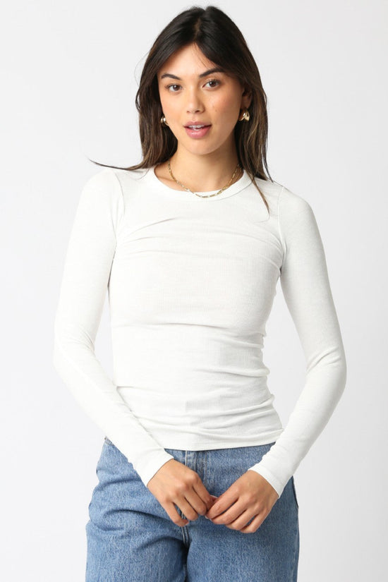 OLIVACEOUS ABBEY WHITE LONG SLEEVE TOP
