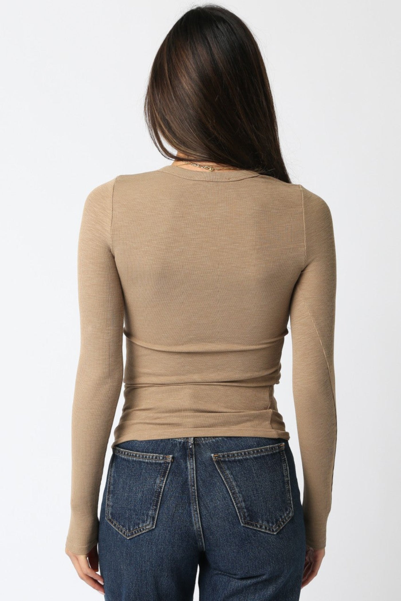 OLIVACEOUS ABBEY TAN LONG SLEEVE TOP
