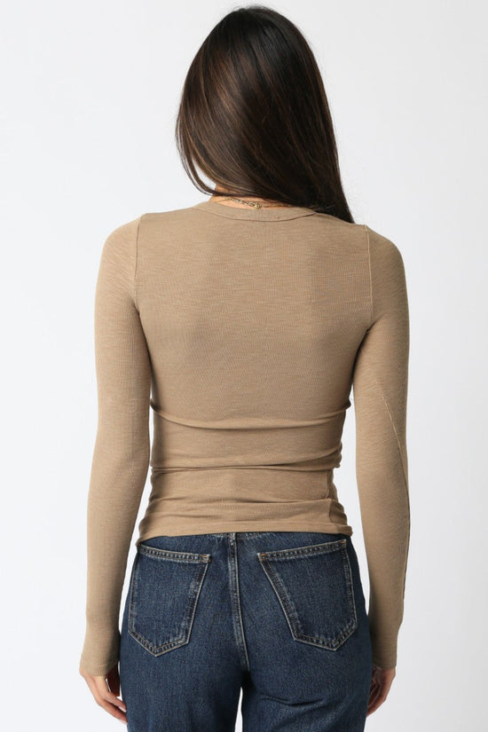 OLIVACEOUS ABBEY TAN LONG SLEEVE TOP