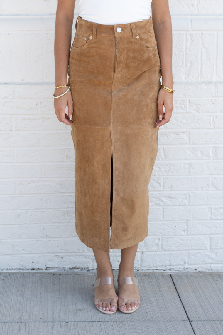 NORA SUEDE MAXI SKIRT