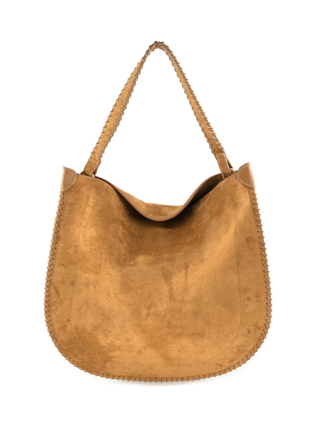 FAUX SUEDE SHOULDER BAG – VERSATILE TAN BAG