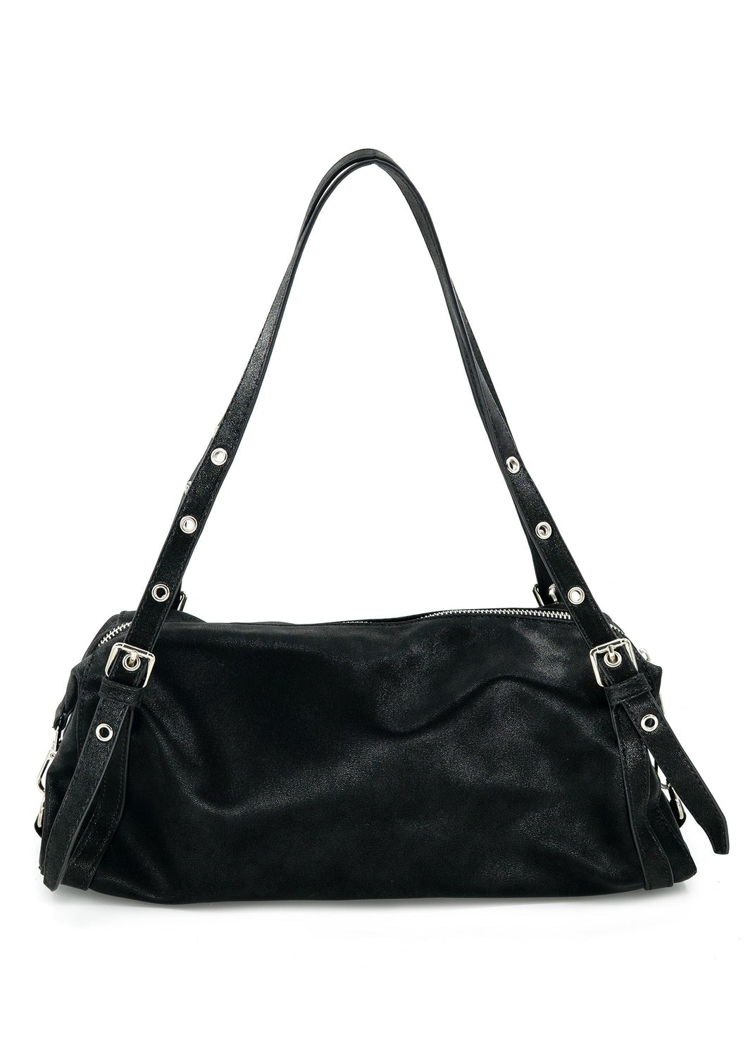BLACK GROMMET STRAP SHOULDER BAG
