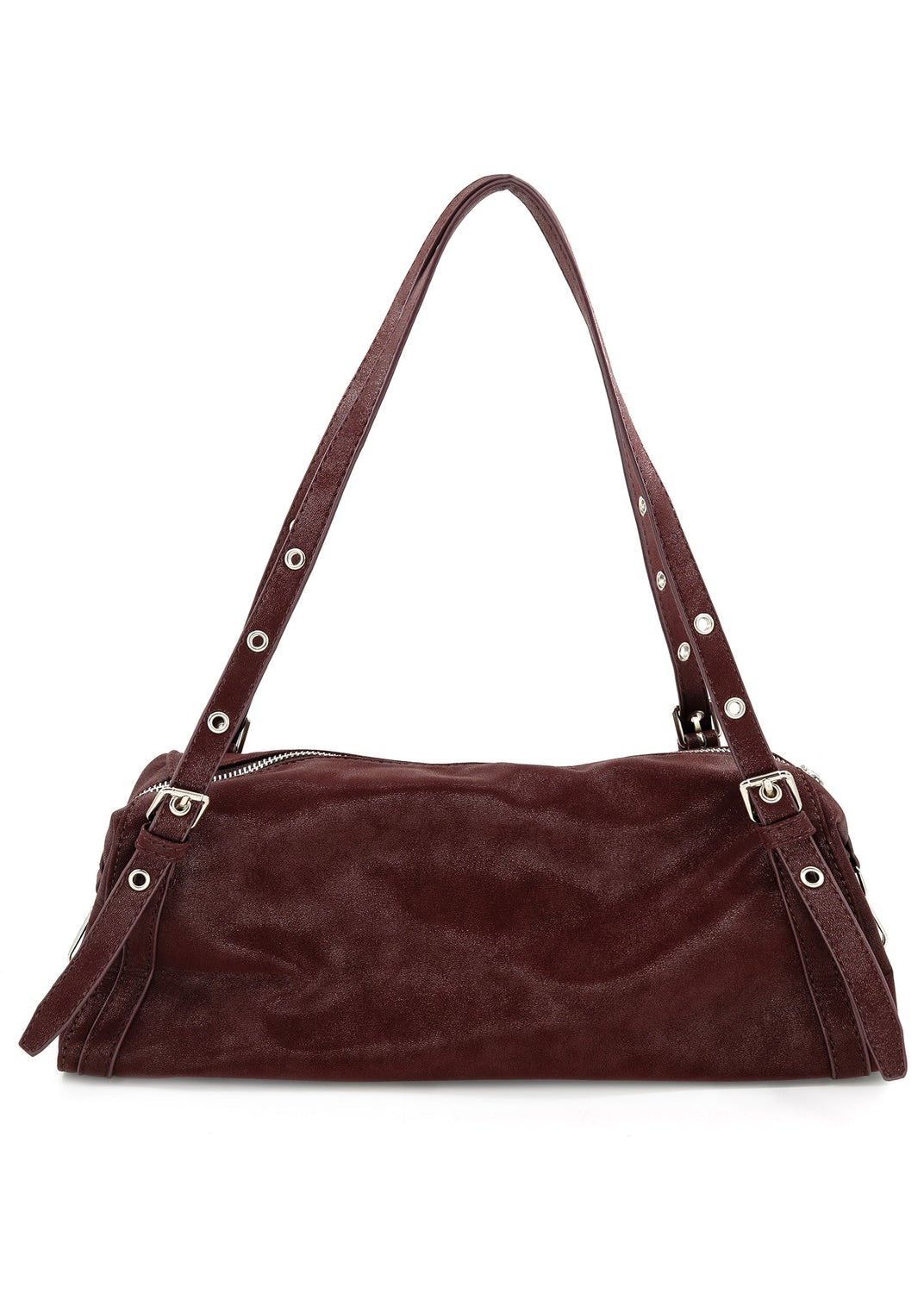 BURGUNDY GROMMET STRAP SHOULDER BAG