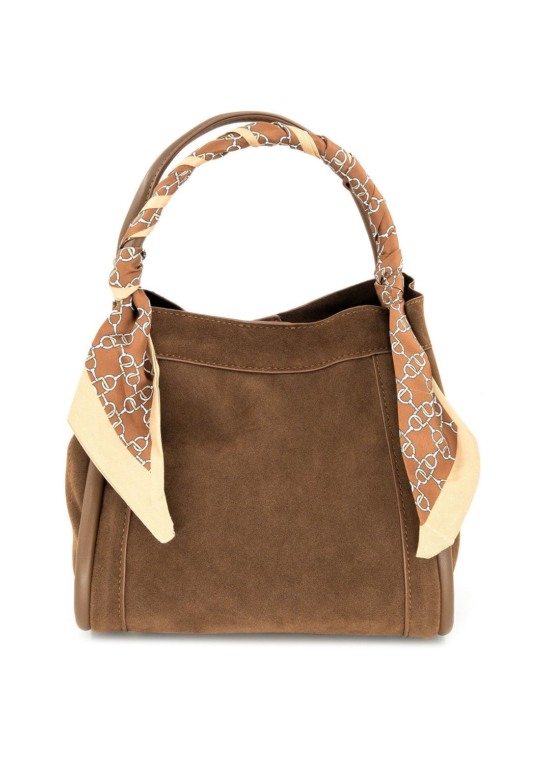 CHOCOLATE SUEDE SCARF TOTE BAG