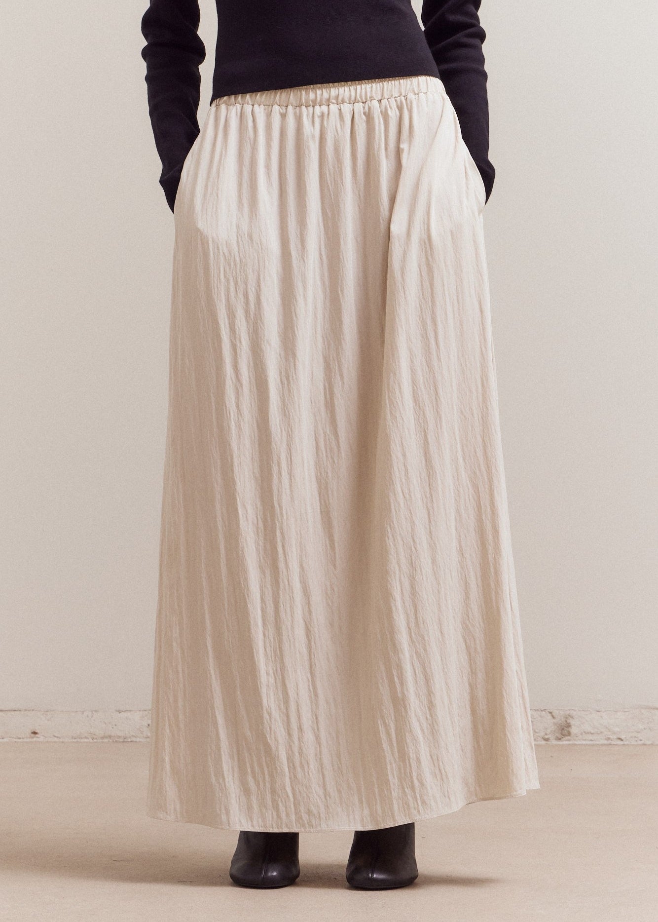 SHIRRED MAXI SKIRT