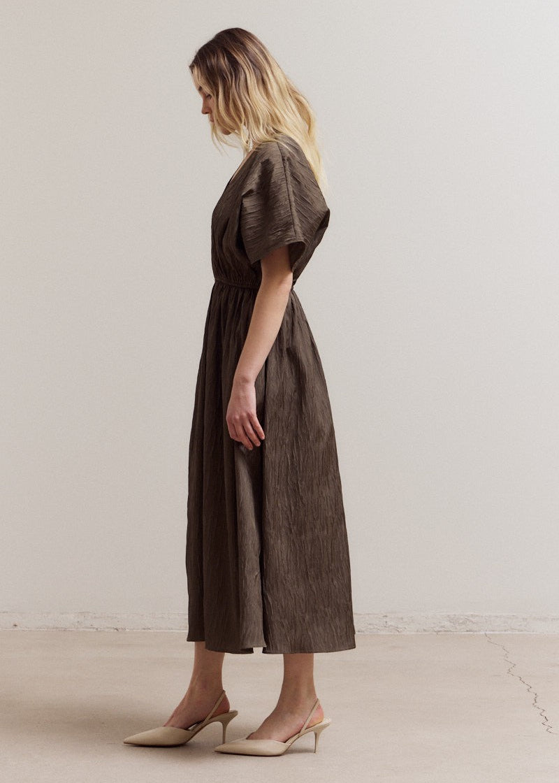 BROWN MIDI DRESS