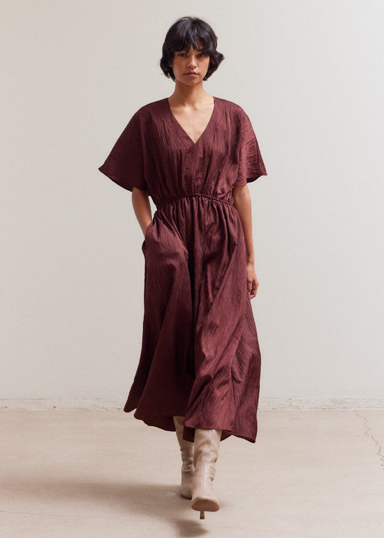 BURGANDY MIDI DRESS