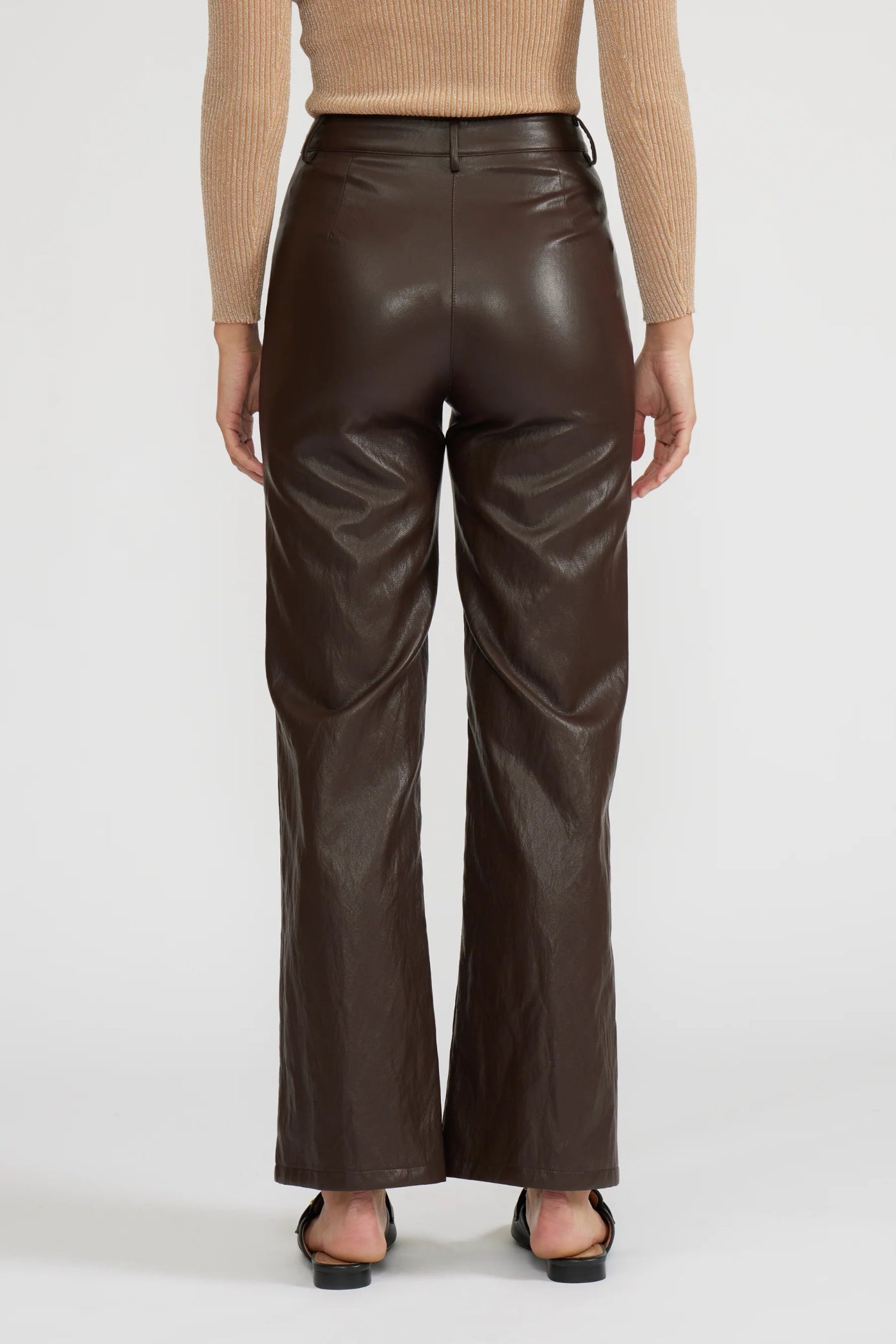 LUCY PARIS ADLER LEATHER PANTS - BROWN