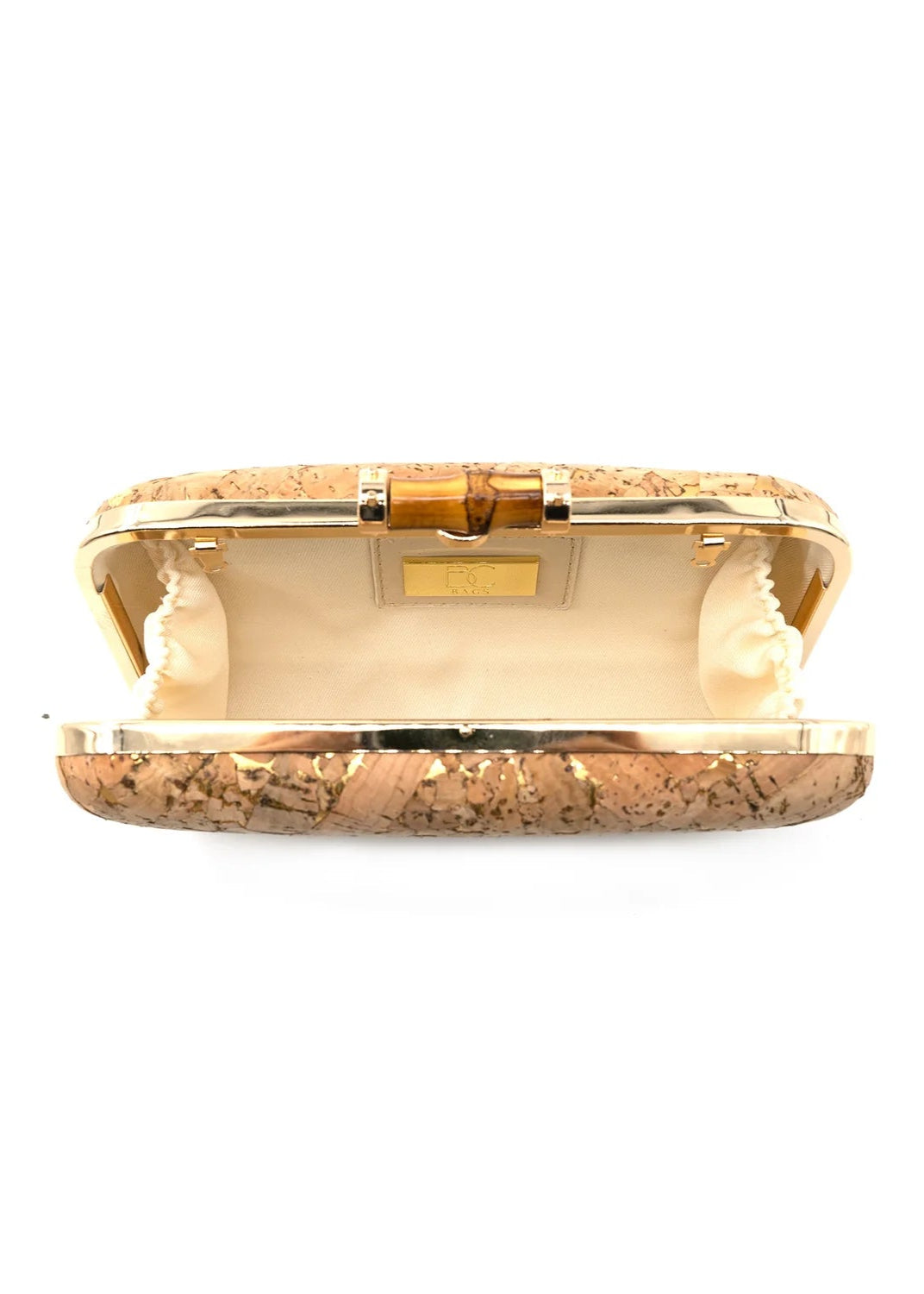 BC HANDBAG Cork clutch bag with gold accents 