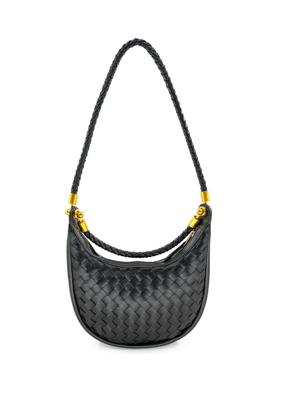 BC HANDBAG BROWN woven handbag with braided handle 