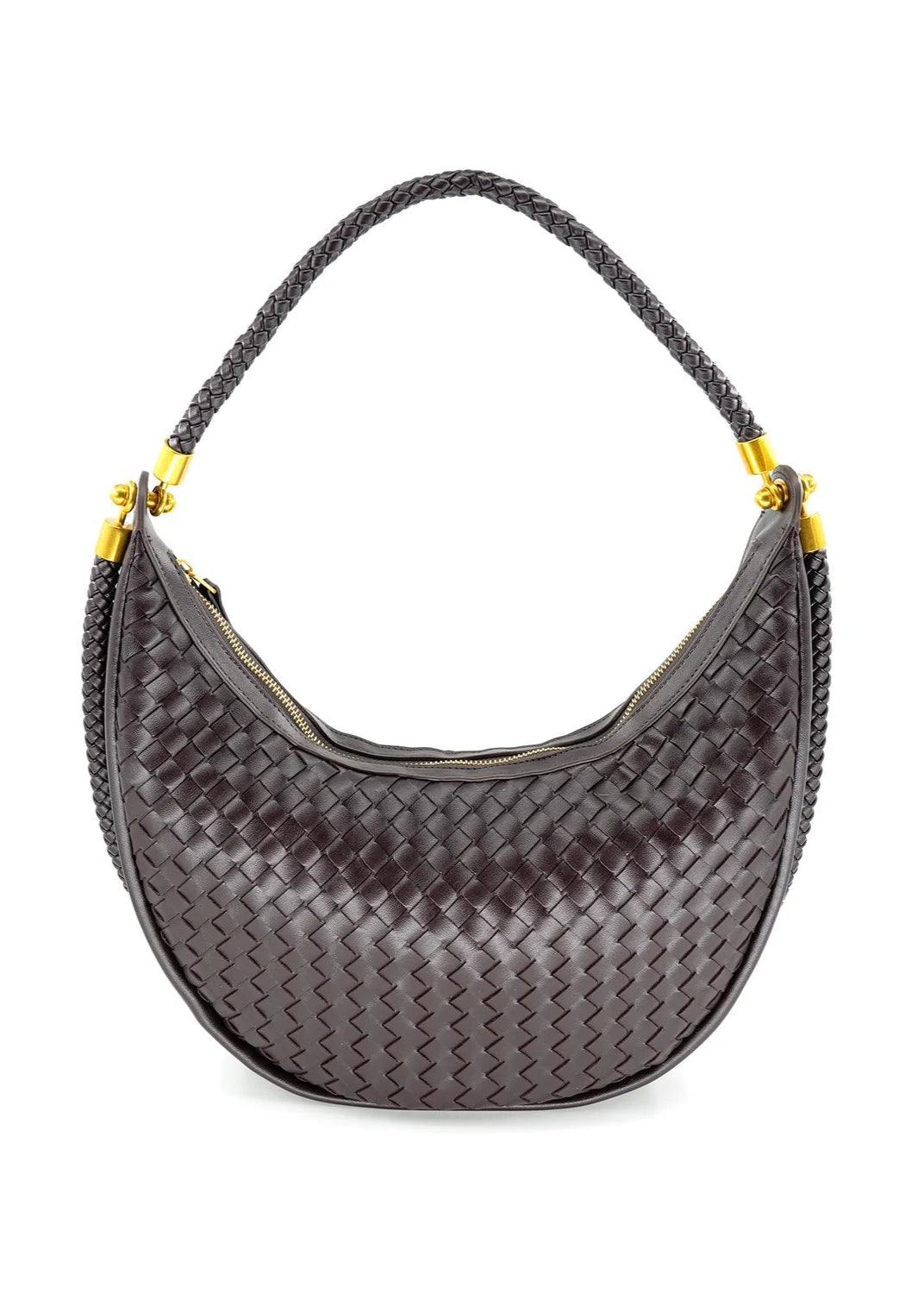 BC HANDBAG WOVEN CHOCOLATE CRESCENT BAG