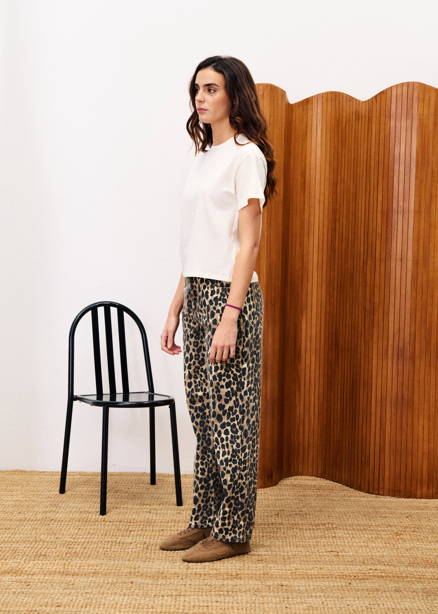 FRNCH LEOPARD BOBTAIL STRAIGHT LEG DENIM JEANS