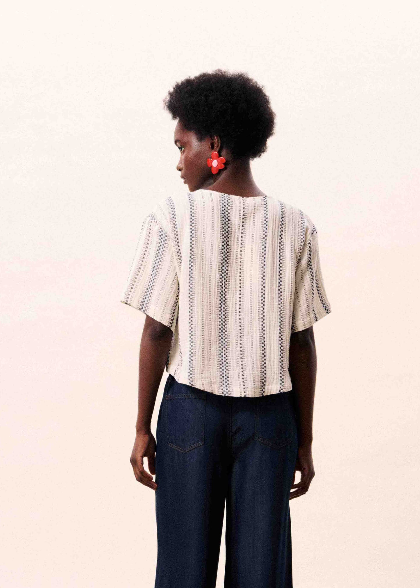 VALEA CREAM STRIPE SHIRT