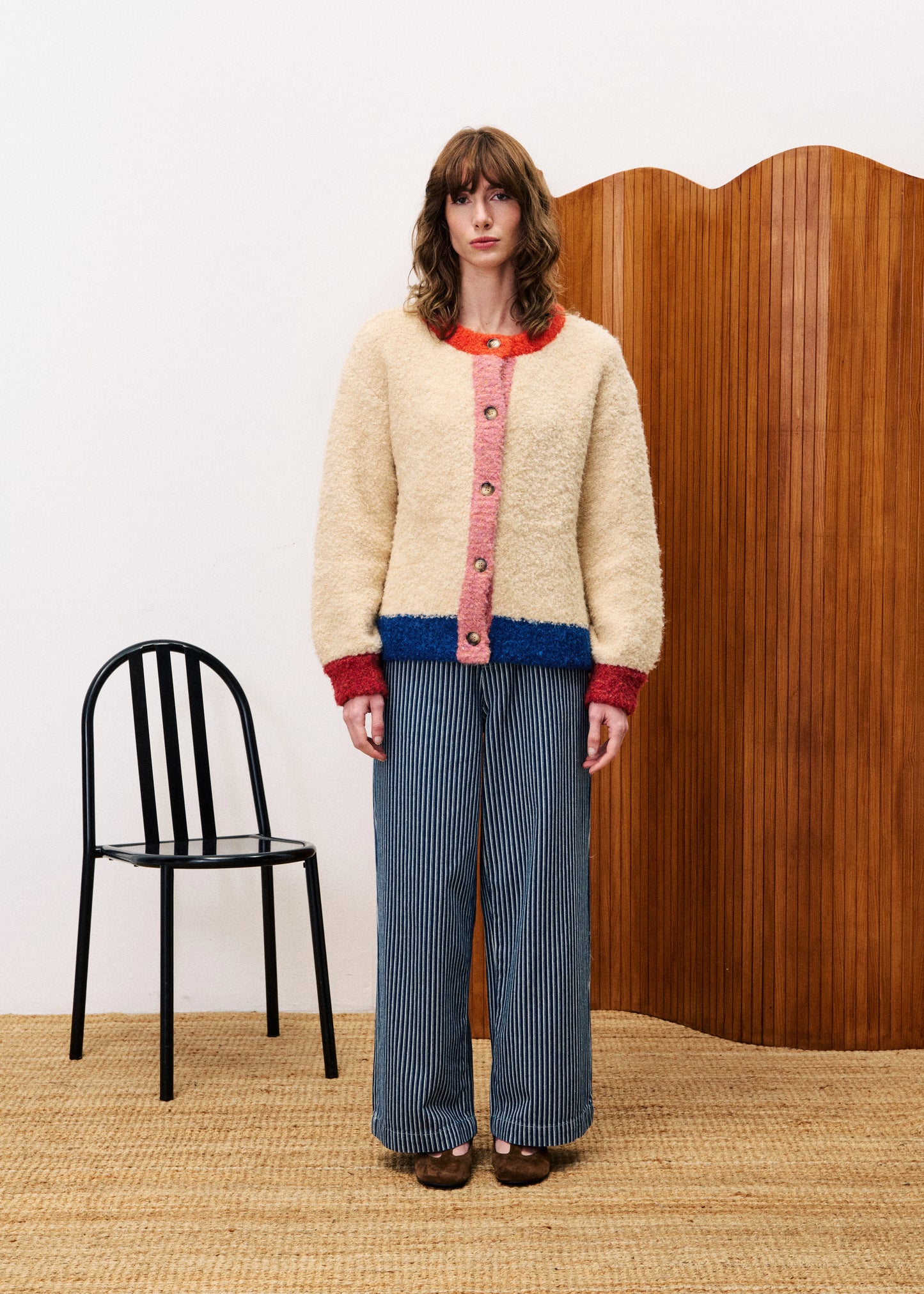 FRNCH CYCLAMEN CREAM KNIT CARDIGAN