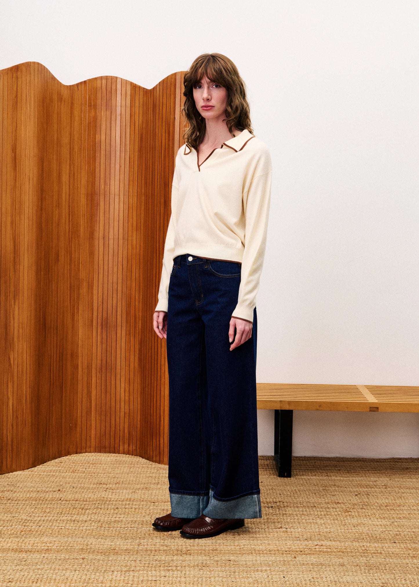 FRNCH TRIOLET CREAM LONGSLEEVE SWEATER – WOOL POLO STYLE