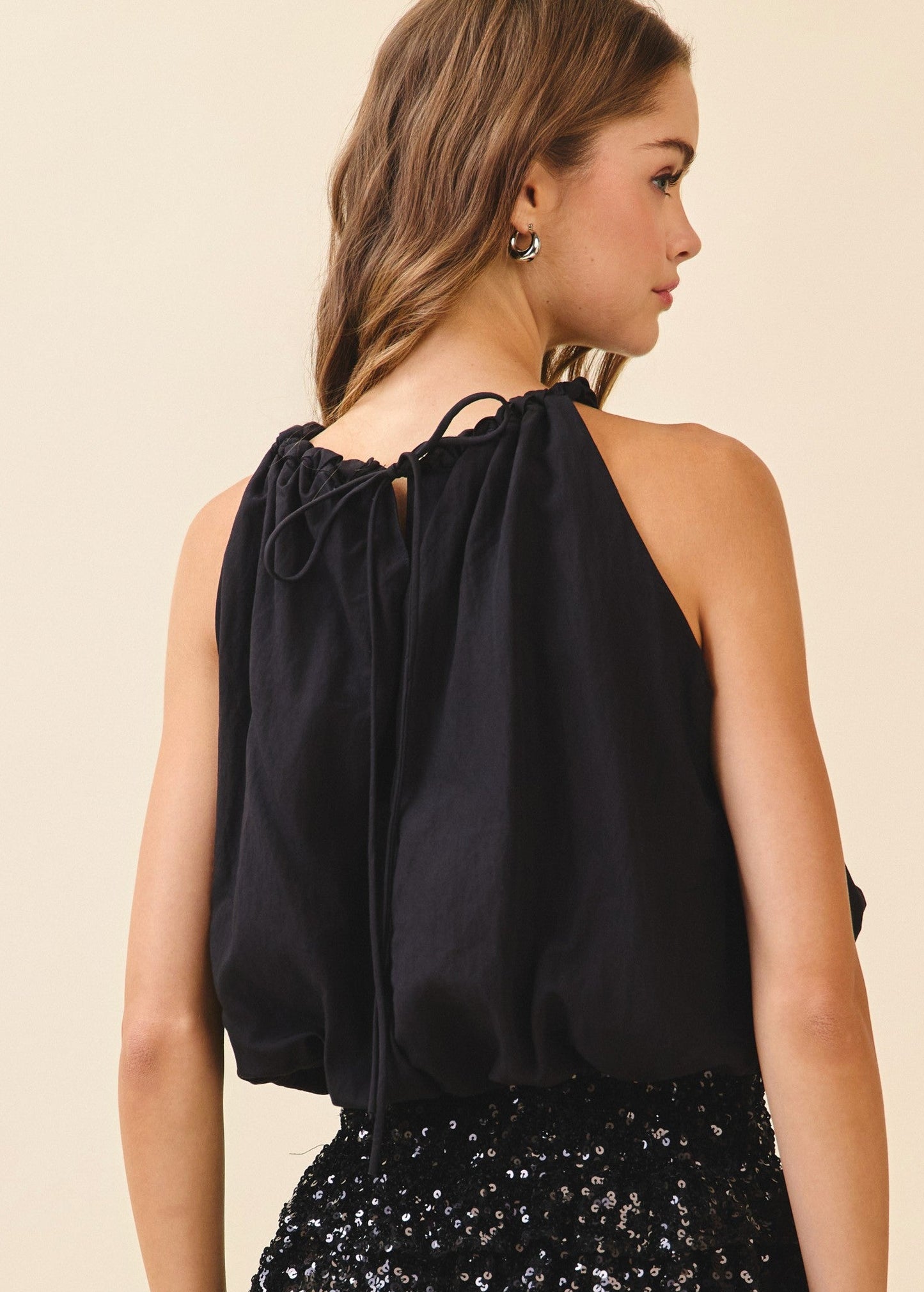 AMANDA GATHERED HALTER TOP