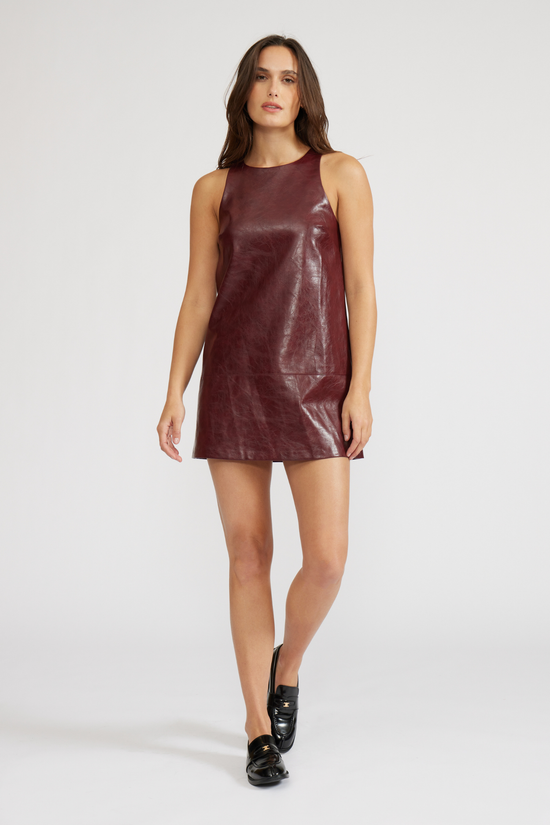 LUCY PARIS ONYX FAUX LEATHER MINI DRESS