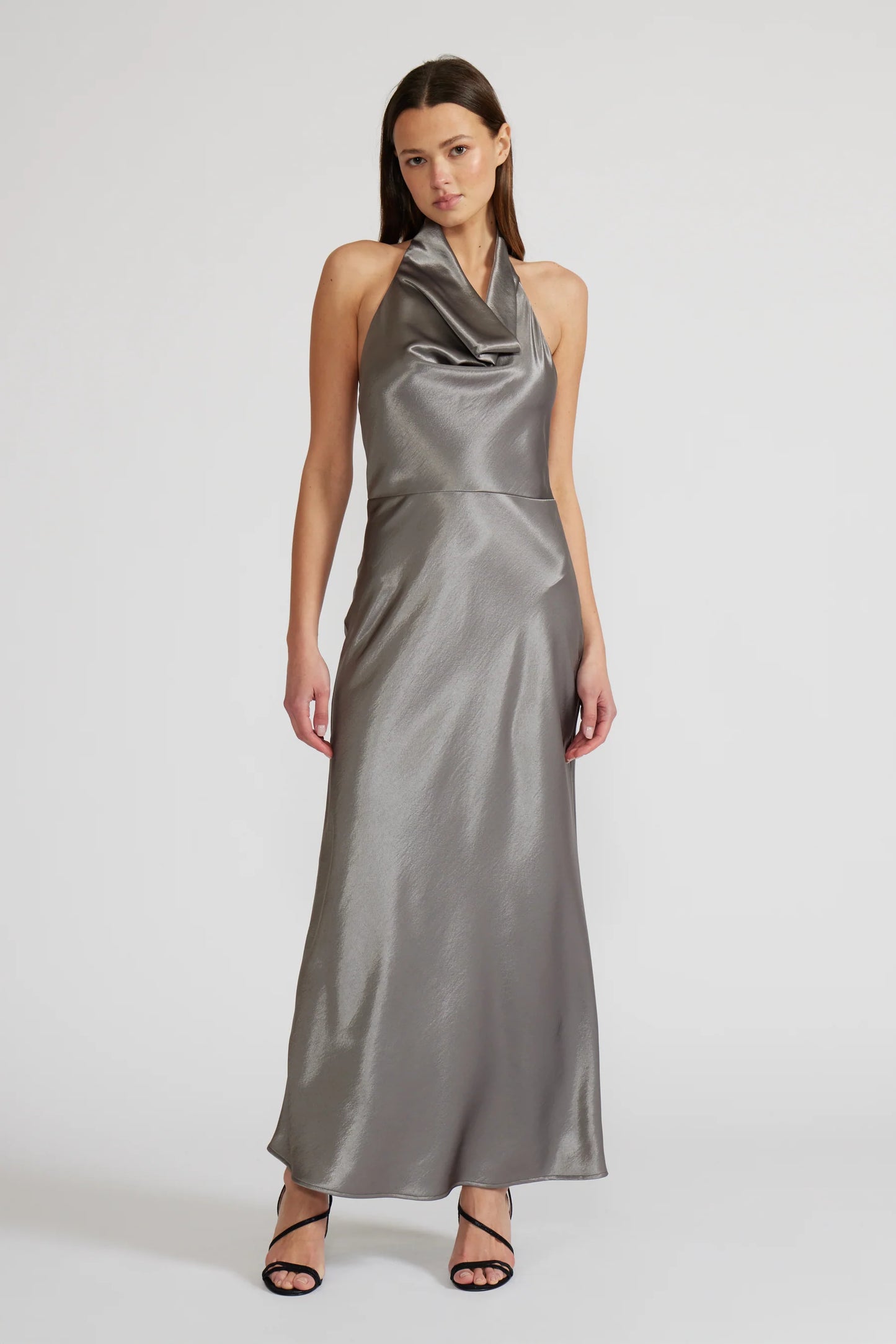 SATIN HALTER DRESS