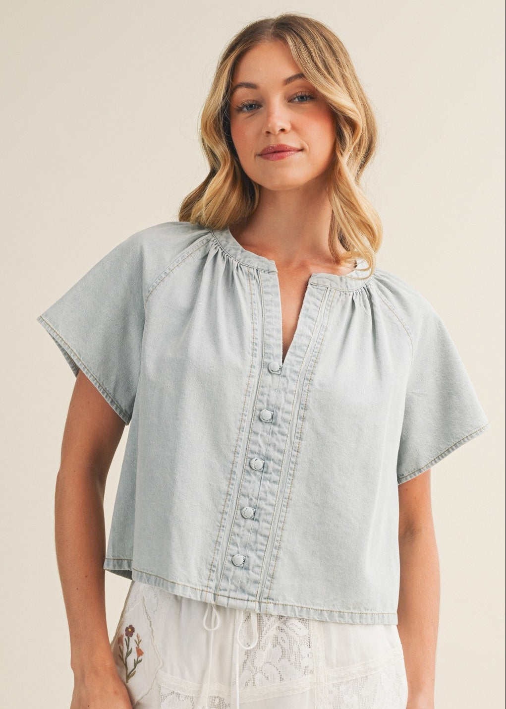 KAYLOR V-NECK DENIM TOP