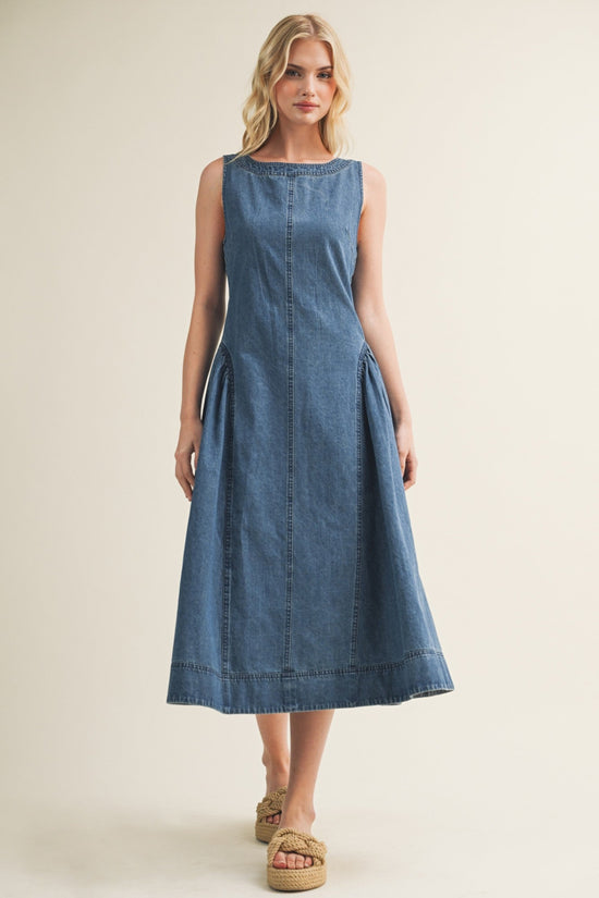 sleeveless denim midi dress JULIA DENIM MIDI DRESS – K|LA Boutique
