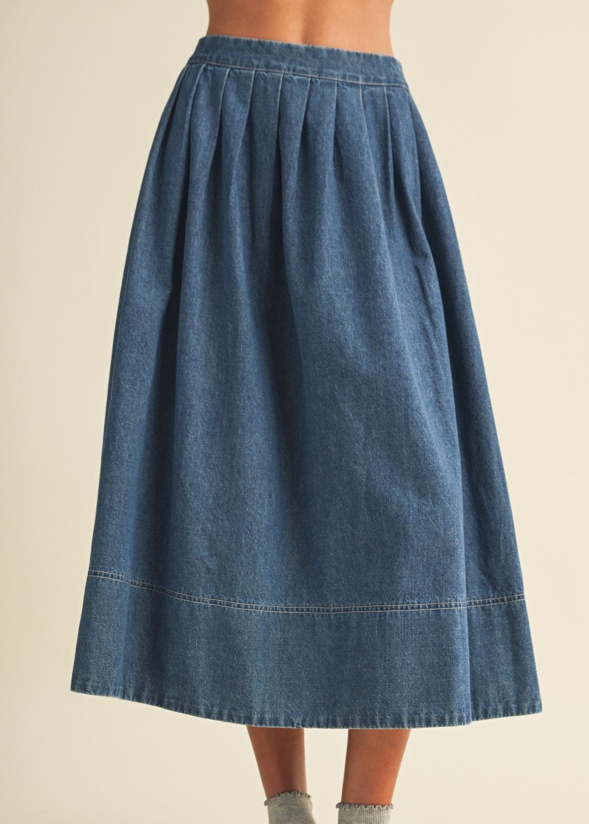 JESSICA PLEATED DENIM SKIRT