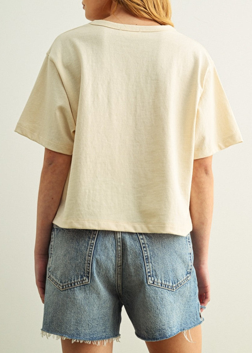 OATMEAL SHORT SLEEVE RELAXED BOXY TEE