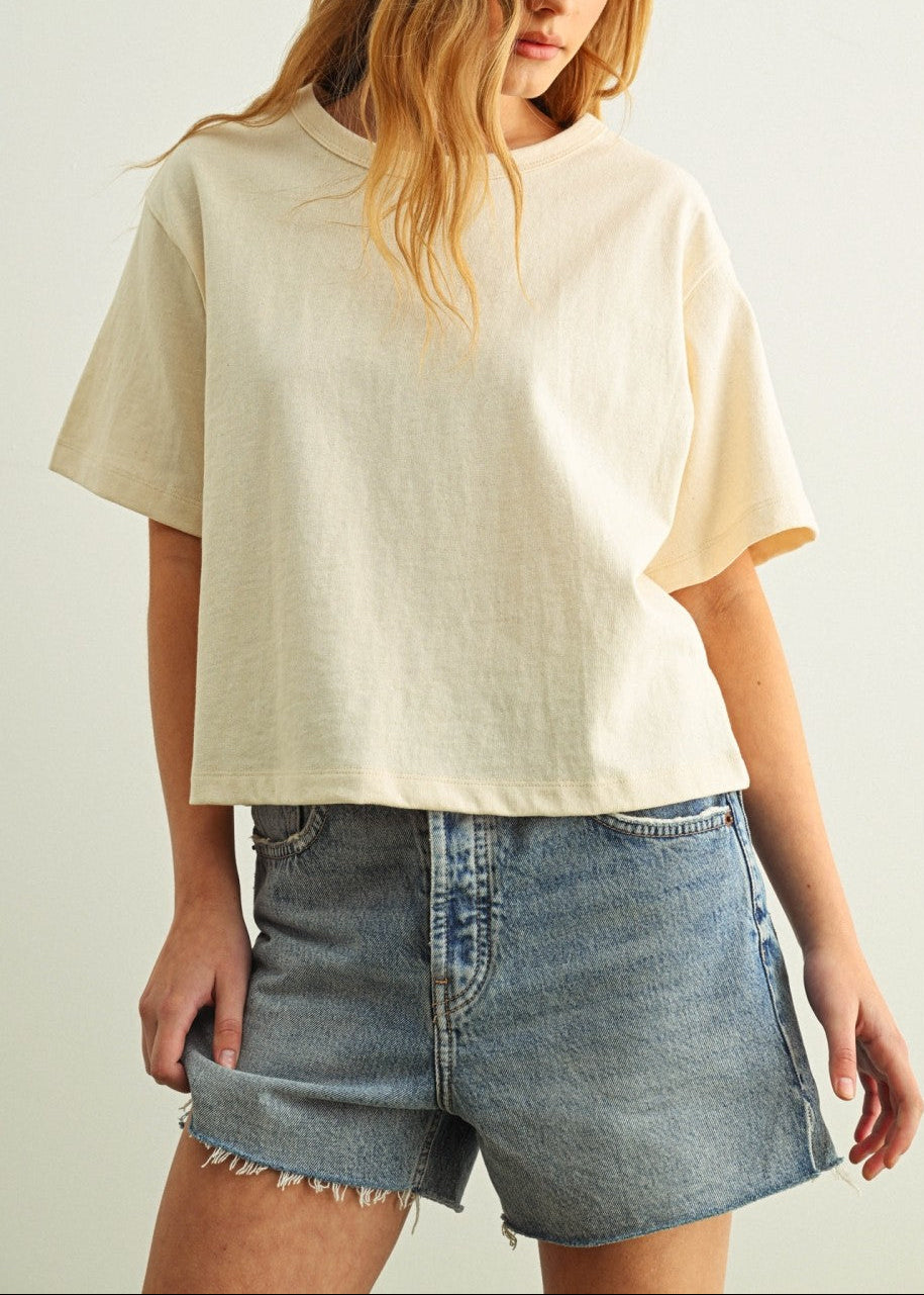 OATMEAL SHORT SLEEVE RELAXED BOXY TEE