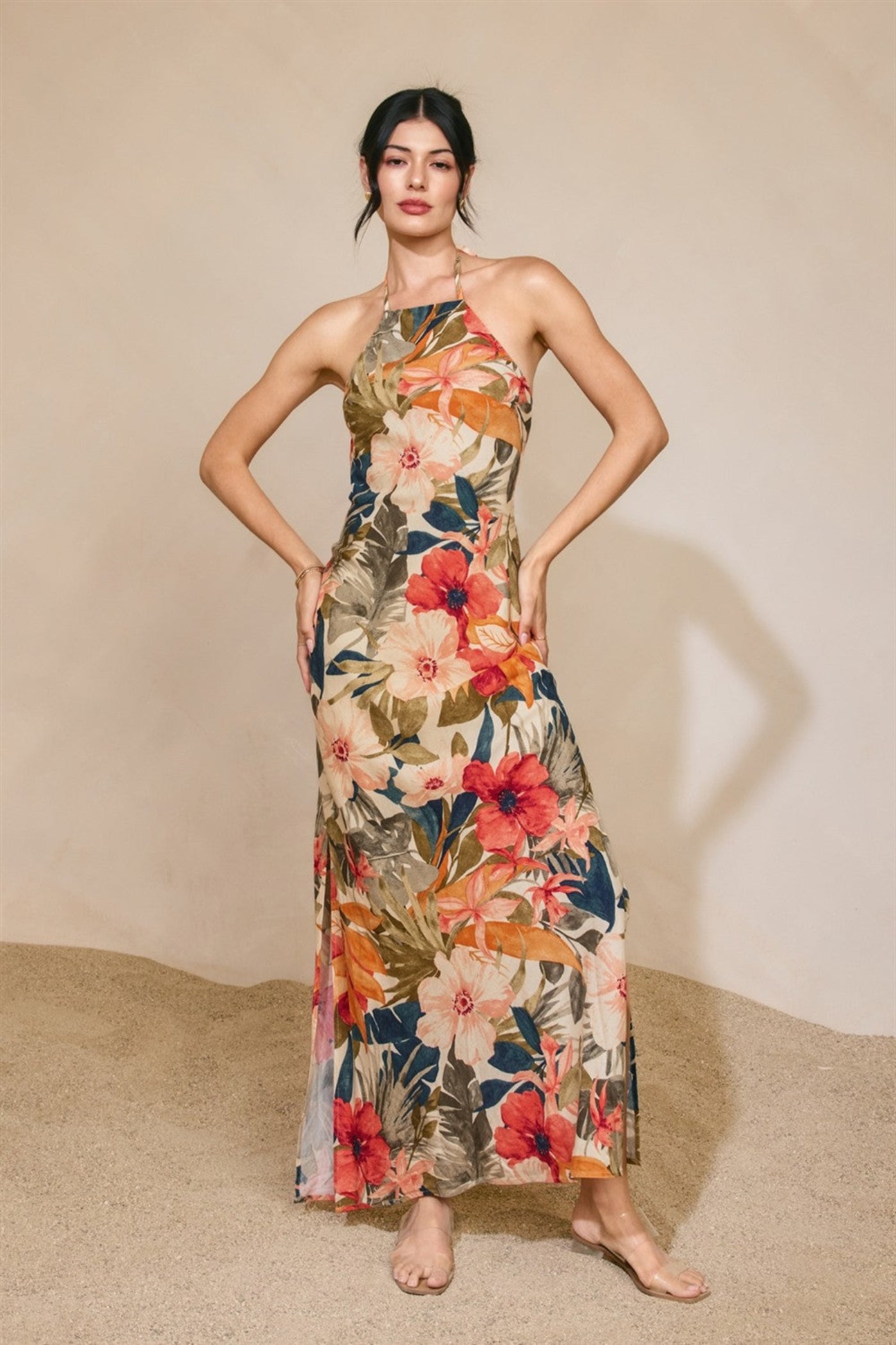 HALTER OPEN BACK MAXI DRESS