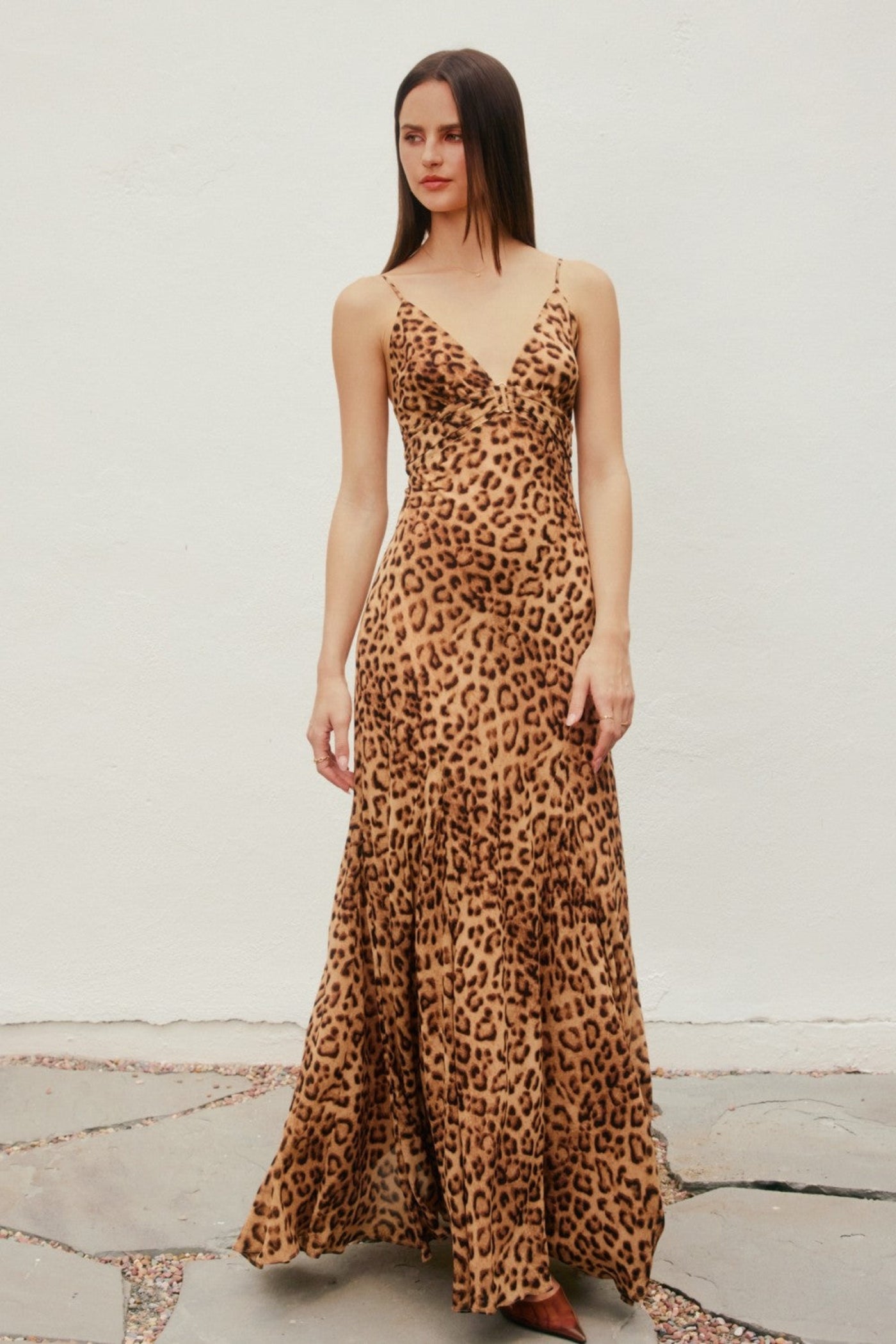 DRESS FORUM ANIMAL PRINTED SLEEVELESS MAXI DRESS WITH METAL TRIM