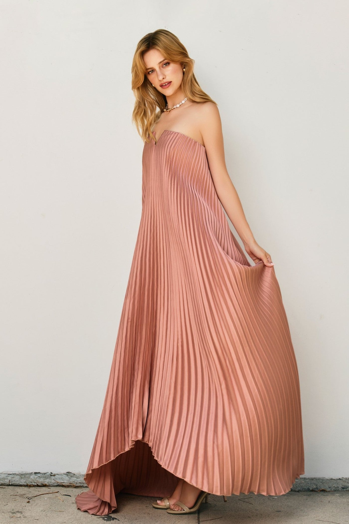 DRESS FORUM PLEATED MAXI COLUMN DRESS – HAZEL