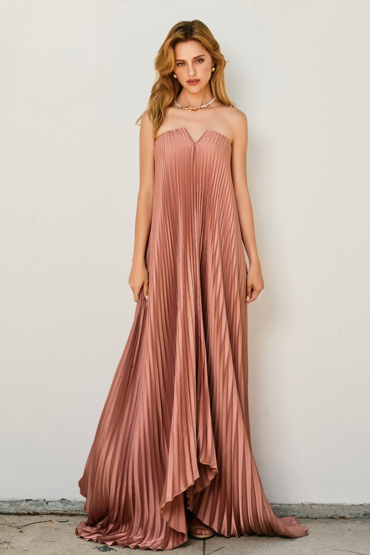 DRESS FORUM PLEATED MAXI COLUMN DRESS – HAZEL