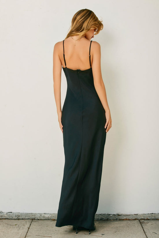 DRESS FORUM GOING OUT CUP DETAIL SATIN MAXI DRESS