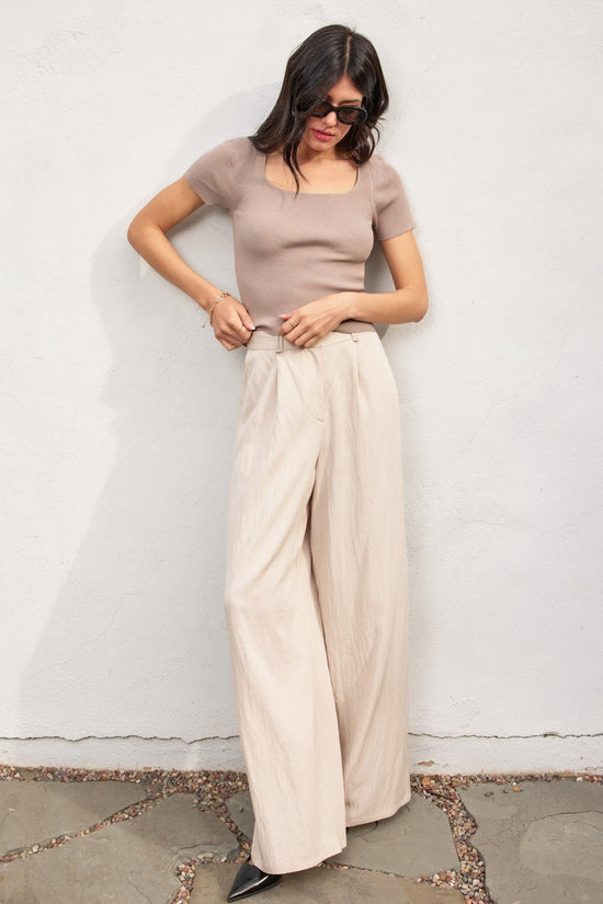 DRESS FORUM CRINKLED WIDE LEG TROUSERS – BLACK & BONE