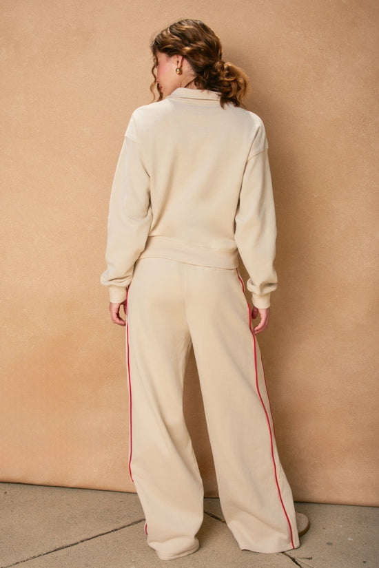 DRESS FORUM TRACK STRIPE WIDE LEG SWEATPANTS – CONTRAST STRIPE LOUNGE PANTS