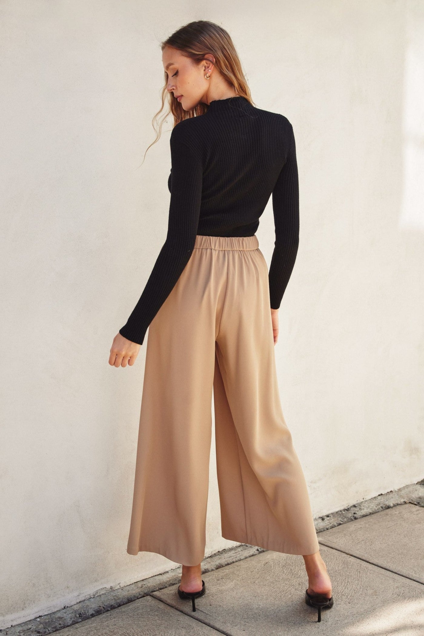 DRESS FORUM TAUPE EXTRA WIDE LEG PULL-ON PANTS