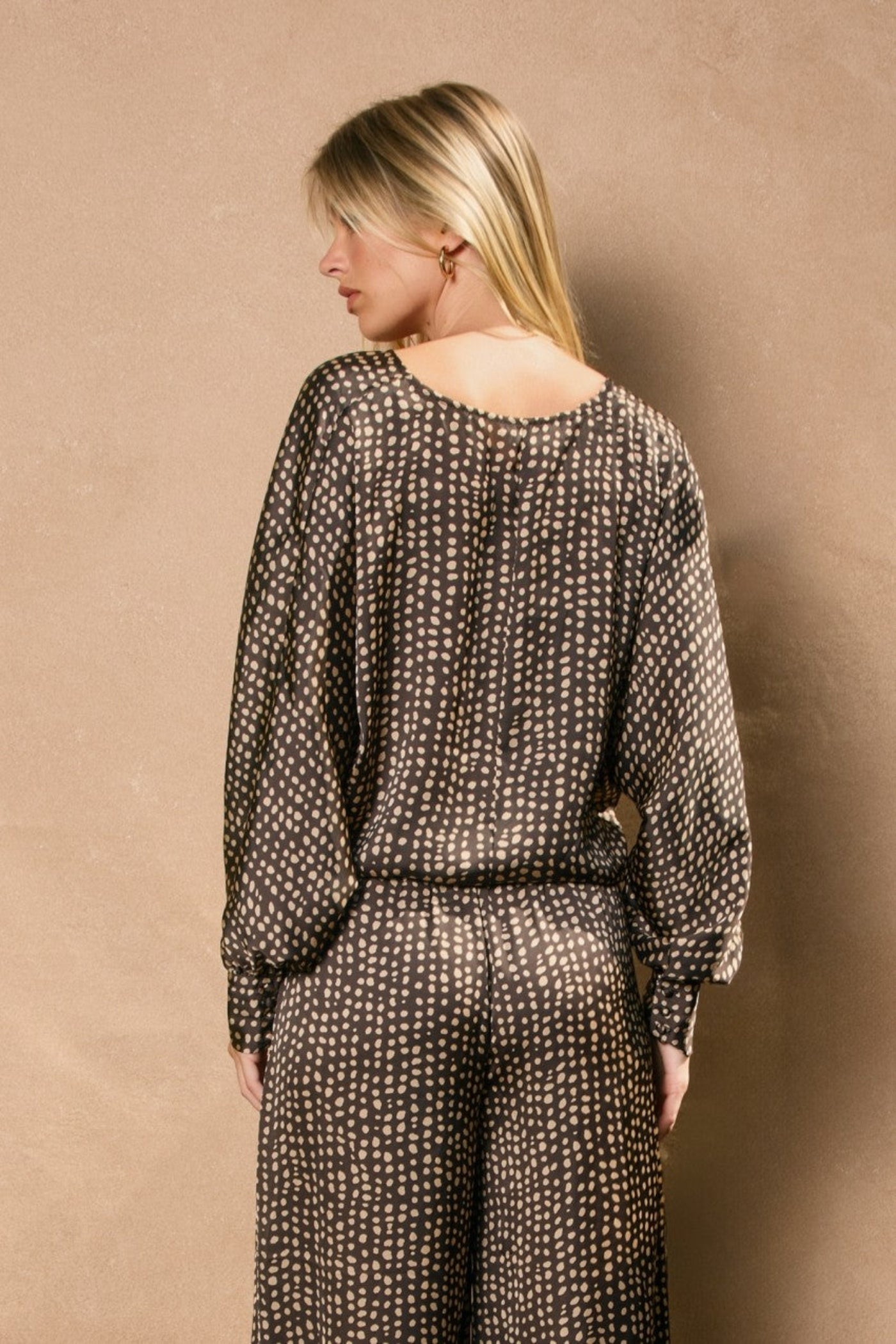 BROWN SATIN LONGSLEEVE