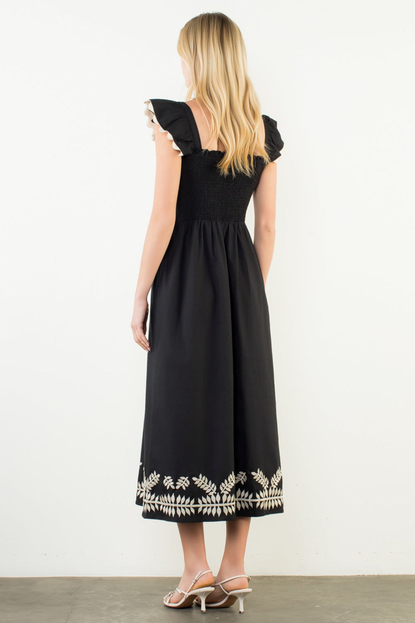 REEMA EMBROIDERED MIDI DRESS