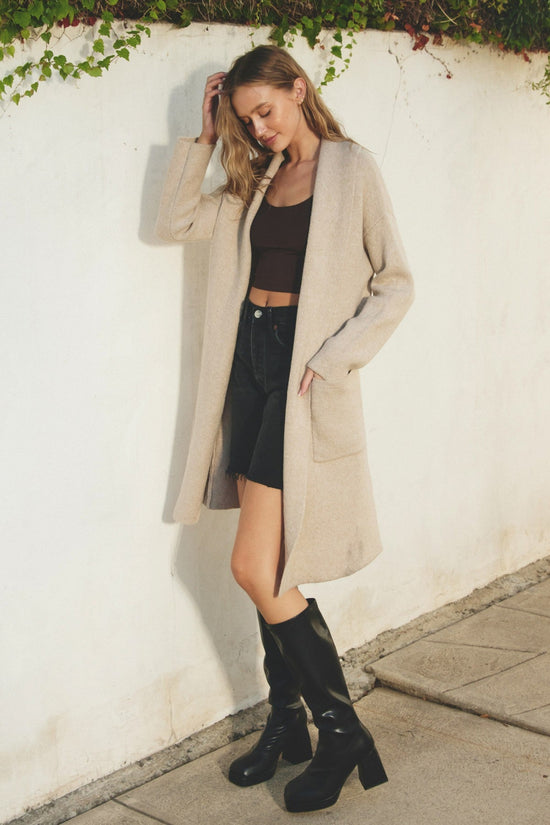DRESS FORUM COZY LONG CARDIGAN – TAUPE