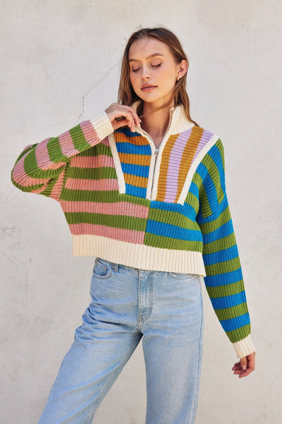 Colorblock Half-Zip Sweater