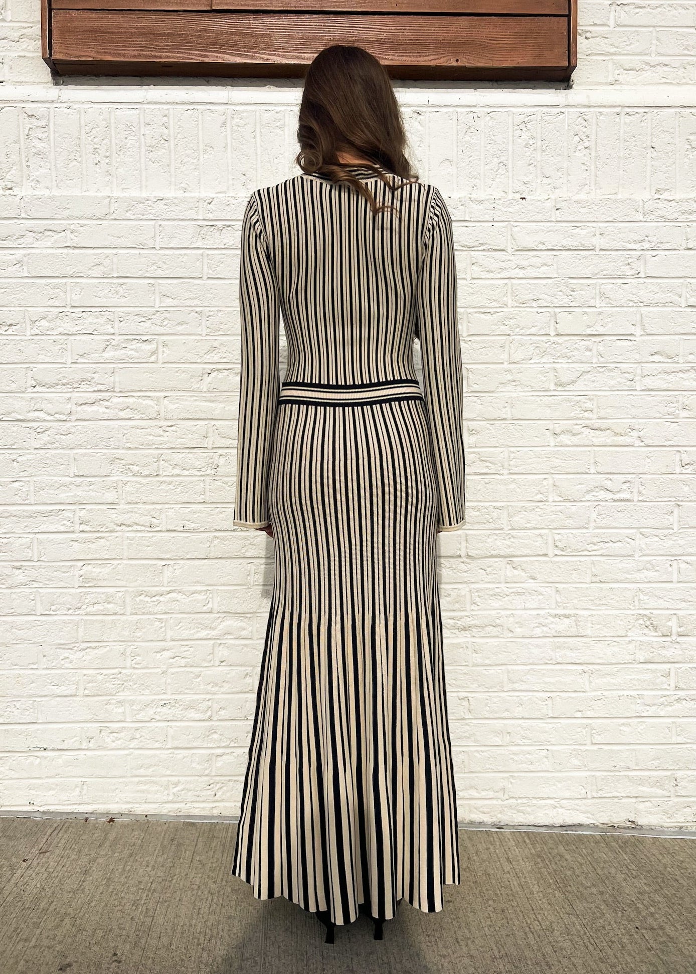STRIPED RIBBED DRESS