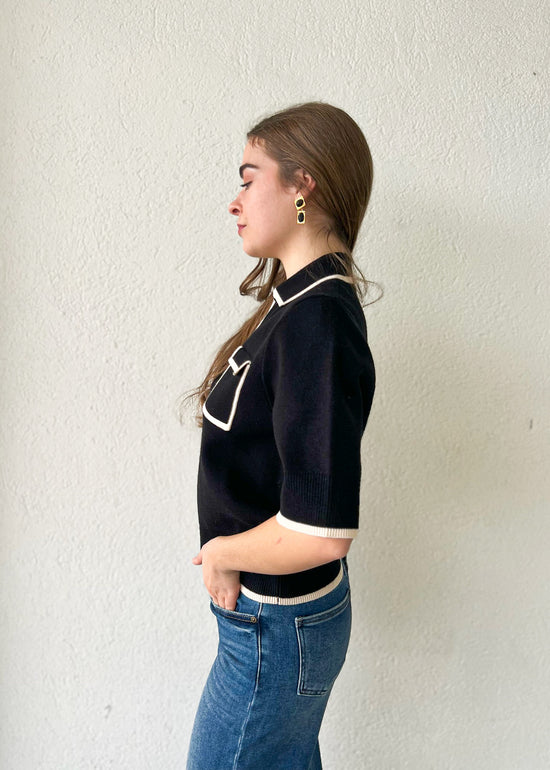 KNIT COLLARED TOP