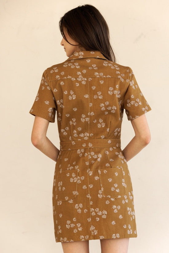 STORIA BUTTON-DOWN FLORAL SHIRT DRESS – A-LINE SILHOUETTE WITH WAIST SEAM